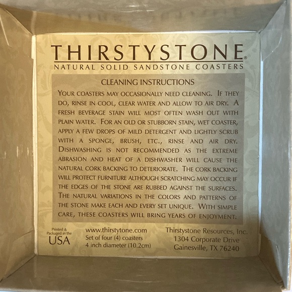 Set of 4 Thirstystone Monograms letter I Natural Solid Sandstone Coasters - Picture 3 of 5